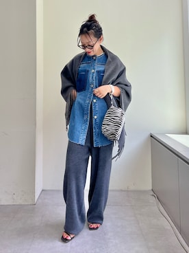 「Whim Gazette（ウィムガゼット）の【LITKOVSKA】別注FITTED DENIM JACKET（デニムジャケット、ブルー系）」を使った、miyakoshi＿87さん（レディース・158cm）の夏コーディネート