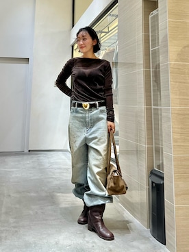 「Whim Gazette（ウィムガゼット）の【GEMINI】ダスティDENIM（デニムパンツ、ブルー系）」を使った、miyakoshi＿87さん（レディース・158cm）の秋コーディネート