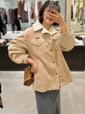 「Whim Gazette（ウィムガゼット）の【Wrangler】コーデュロイブルゾン（その他アウター、ベージュ系）」を使った、miyakoshi＿87さん（レディース・158cm）の秋コーディネート