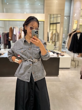 「Whim Gazette（ウィムガゼット）の【Wrangler】ゼブラヘアーベルト（ベルト、ホワイト系）」を使った、miyakoshi＿87さん（レディース・158cm）の秋コーディネート