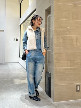 「アイテム（つなぎ/オールインワン）」を使った、miyakoshi＿87さん（レディース・158cm）の秋コーディネート