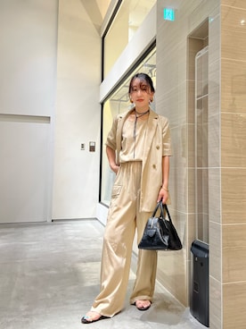 「アイテム（オールインワン・サロペット、ベージュ系）」を使った、miyakoshi＿87さん（レディース・158cm）の夏コーディネート