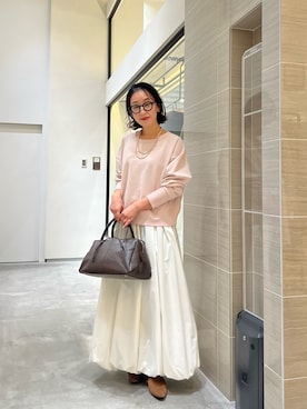 「Whim Gazette（ウィムガゼット）の【Hoaw.】シルバービース ロングネックレス（ネックレス）」を使った、miyakoshi＿87さん（レディース・158cm）の冬コーディネート