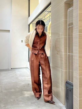 「セットアップスタイル」｜「アイテム（アクセサリー）」を使った、miyakoshi＿87さん（レディース・158cm）の秋コーディネート