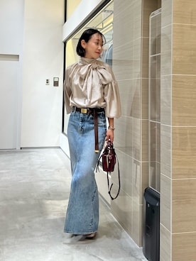 「アイテム（デニムスカート）」を使った、miyakoshi＿87さん（レディース・158cm）の秋コーディネート