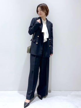 「THE SHOP TK （ザ ショップ ティーケー ）の◆イカリドット半袖シャツ（シャツ/ブラウス、ブルー系）」を使った、kojiさん（レディース・162cm）の冬コーディネート