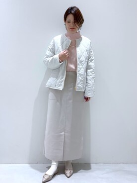 「index（インデックス）の選べる2丈 ハイネックカラーミックスラメニット【洗濯機OK】（ニット/セーター、ピンク系）」を使った、kojiさん（レディース・162cm）の冬コーディネート
