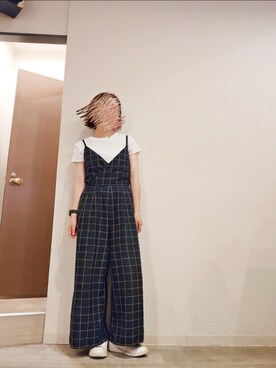 「黒」｜「アイテム（オールインワン・サロペット）」を使った、R!◎N.さん（レディース・156cm）の夏コーディネート
