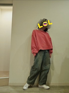 「Lee（リー）のアイテム（スウェット）」を使った、R!◎N.さん（レディース・156cm）の冬コーディネート