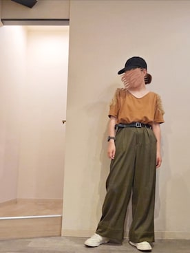 「SHEINのアイテム（スラックス、グリーン系）」を使った、R!◎N.さん（レディース・156cm）の夏コーディネート