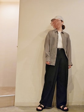 「GU（ジーユー）のアイテム（スラックス、ブラック系）」を使った、R!◎N.さん（レディース・156cm）の夏コーディネート