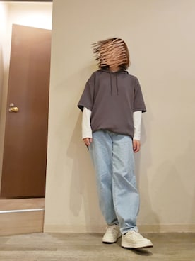 「ZARA（ザラ）のアイテム（デニムパンツ、ブルー系）」を使った、R!◎N.さん（レディース・156cm）の春コーディネート