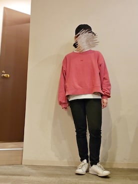 「GU（ジーユー）のアイテム（キャップ）」を使った、R!◎N.さん（レディース・156cm）の春コーディネート