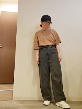 「GU（ジーユー）のアイテム（キャップ）」を使った、R!◎N.さん（レディース・156cm）の春コーディネート