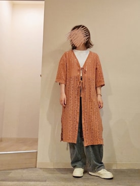 「GU（ジーユー）のアイテム（カーディガン/ボレロ、ブラウン系）」を使った、R!◎N.さん（レディース・156cm）の夏コーディネート