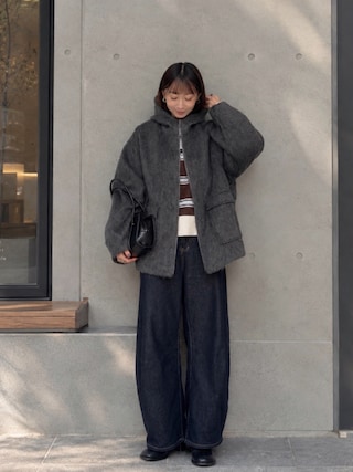 「tiptop(ティップトップ)の起毛ニットポロ(ニット/セーター)」を使った、SIZUさん(レディース・156cm)の秋コーディネート