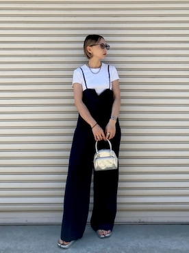 「アイテム（サロペット/オーバーオール）」を使った、SIZUさん（レディース・156cm）の夏コーディネート