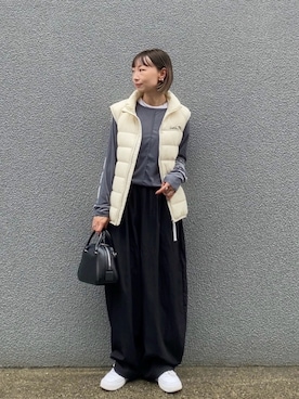 「DISCOAT（ディスコート）の【WEB限定】リブシアーロングスリーブ（Tシャツ/カットソー）」を使った、SIZUさん（レディース・156cm）の秋コーディネート