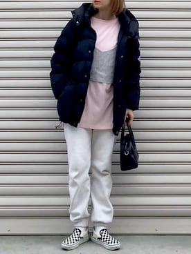 「春カラー」｜「アイテム（ダウンジャケット/コート）」を使った、SIZUさん（レディース・156cm）の春コーディネート