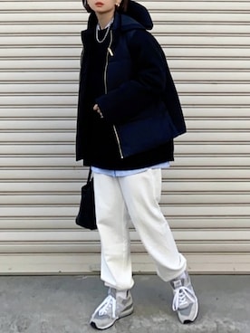 「JOURNAL STANDARD（ジャーナルスタンダード）のアイテム（スウェットパンツ）」を使った、SIZUさん（レディース・156cm）の冬コーディネート
