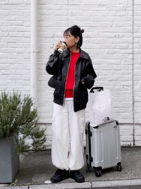 「DISCOAT（ディスコート）の【WEB限定】リブシアーロングスリーブ（Tシャツ/カットソー）」を使った、SIZUさん（レディース・156cm）の秋コーディネート