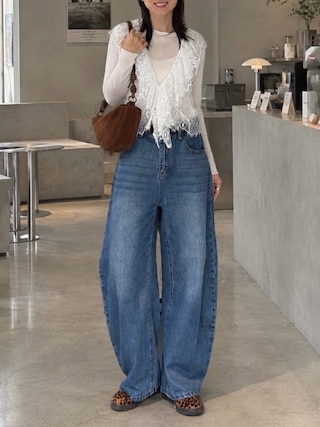 「LOWRYS FARM(ローリーズファーム)のdayme/レースベスト 1052602(その他トップス)」を使った、SIZUさん(レディース・156cm)の秋コーディネート