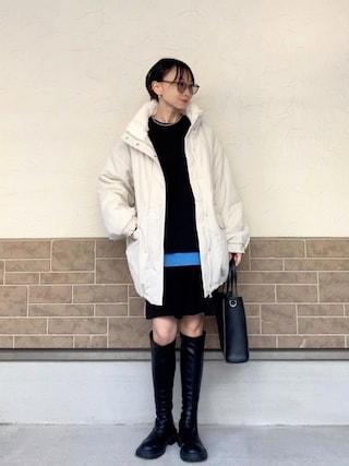 「pocket（ポケット）の配色レイヤード畦ニットプルオーバー（ニット/セーター）」を使った、SIZUさん（レディース・156cm）の冬コーディネート