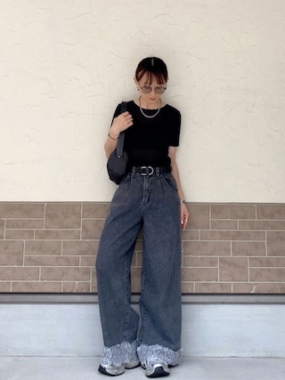 「tiptop（ティップトップ）のアソートレース使いデニムパンツ（デニムパンツ）」を使った、SIZUさん（レディース・156cm）の夏コーディネート