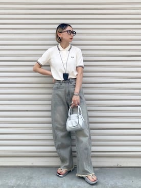 「アイテム（メガネ）」を使った、SIZUさん（レディース・156cm）の夏コーディネート