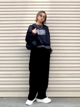 「大人カジュアルコーデ」｜「アイテム（スウェット）」を使った、SIZUさん（レディース・156cm）の冬コーディネート
