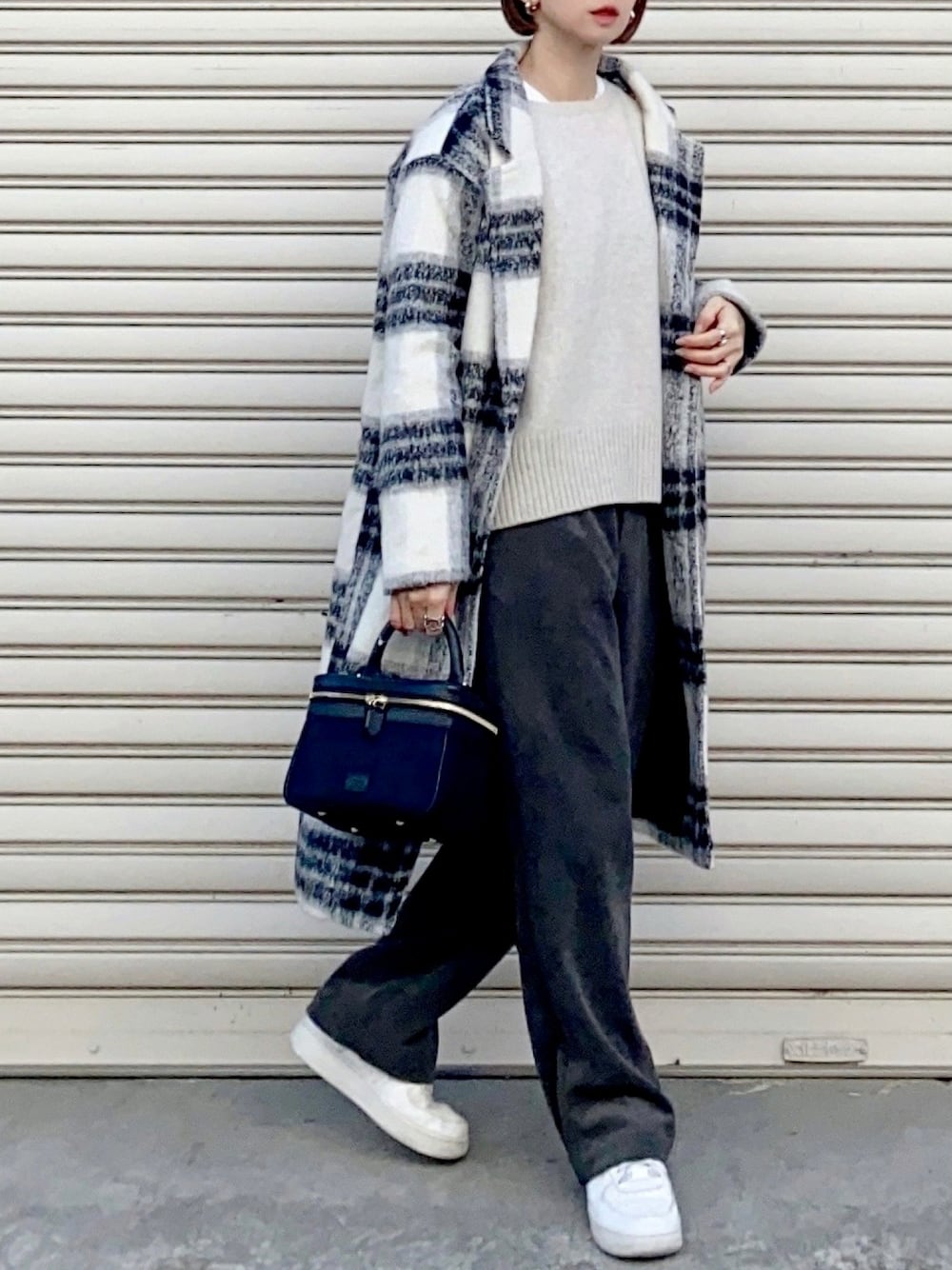 レキップ】ロングコート (38) グレー系 チェック わかり易 チェスター 