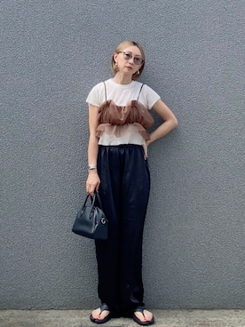 「FREAK'S STORE（フリークスストア）のアイテム（ボストンバッグ）」を使った、SIZUさん（レディース・156cm）の夏コーディネート