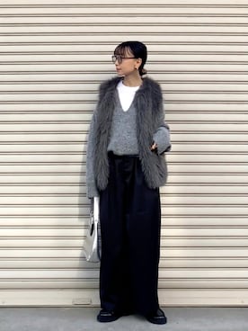 「アイテム（サングラス）」を使った、SIZUさん（レディース・156cm）の冬コーディネート