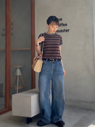 「ROSE BUD(ローズバッド)のCORD NECKLACE(ネックレス)」を使った、SIZUさん(レディース・156cm)の春コーディネート