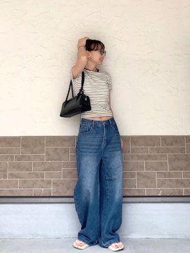 「JOURNAL STANDARD relume SELECT（ジャーナルスタンダードレリュームセレクト）の【Paes/ペイズ】  Flipflop：サンダル（サンダル、ホワイト系）」を使った、SIZUさん（レディース・156cm）の夏コーディネート