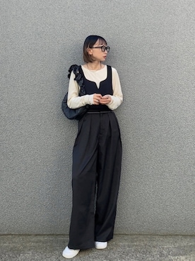 「アイテム（ベスト）」を使った、SIZUさん（レディース・156cm）の秋コーディネート