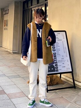 「ファーベスト」｜「アイテム（マウンテンパーカー）」を使った、SIZUさん（レディース・156cm）の秋コーディネート