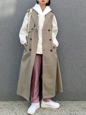 「reca（レカ）のアイテム（スラックス）」を使った、SIZUさん（レディース・156cm）の冬コーディネート