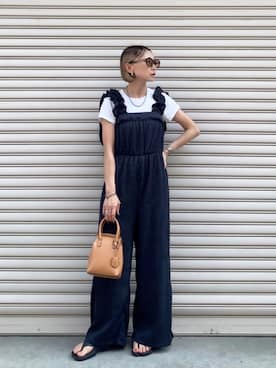 「アイテム（オールインワン・サロペット）」を使った、SIZUさん（レディース・156cm）の夏コーディネート