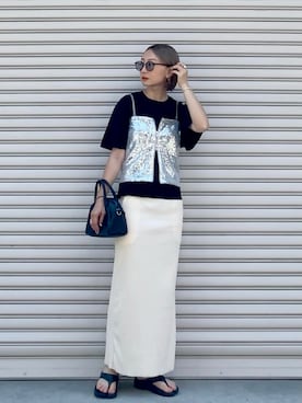 「FREAK'S STORE（フリークスストア）のアイテム（ボストンバッグ）」を使った、SIZUさん（レディース・156cm）の夏コーディネート