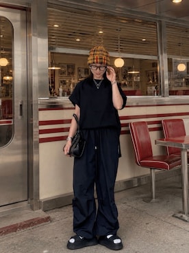 「アイテム（フェイスパウダー）」を使った、SIZUさん（レディース・156cm）の夏コーディネート