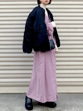 「GRL（グレイル）のアイテム（MA-1）」を使った、SIZUさん（レディース・156cm）の冬コーディネート