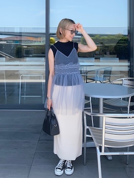 「FREAK'S STORE（フリークスストア）のアイテム（ボストンバッグ）」を使った、SIZUさん（レディース・156cm）の夏コーディネート