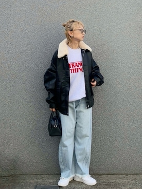 「FREAK'S STORE（フリークスストア）のアイテム（ボストンバッグ）」を使った、SIZUさん（レディース・156cm）の秋コーディネート