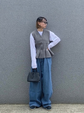 「アイテム（メガネ）」を使った、SIZUさん（レディース・156cm）の秋コーディネート