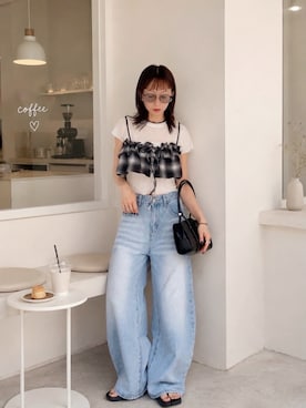 「PAES（ペイズ）のアイテム」を使った、SIZUさん（レディース・156cm）の夏コーディネート