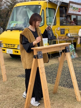 「ファーベスト」｜「アイテム（マウンテンパーカー）」を使った、SIZUさん（レディース・156cm）の秋コーディネート
