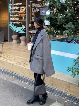 「アイテム（テーラードジャケット）」を使った、SIZUさん（レディース・156cm）の冬コーディネート