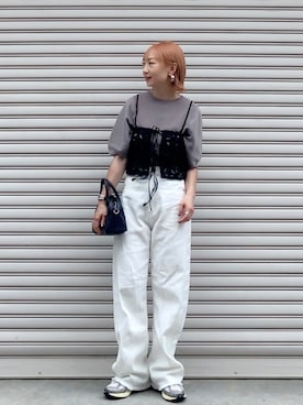 「FREAK'S STORE（フリークスストア）のアイテム（ボストンバッグ）」を使った、SIZUさん（レディース・156cm）の夏コーディネート