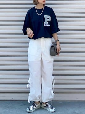 「アイテム（スリッポン）」を使った、SIZUさん（レディース・156cm）の夏コーディネート